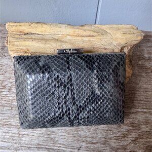 Cole Haan Black Snake Print Minaudiere Clutch Hard Frame Evening Bag MSRP $148